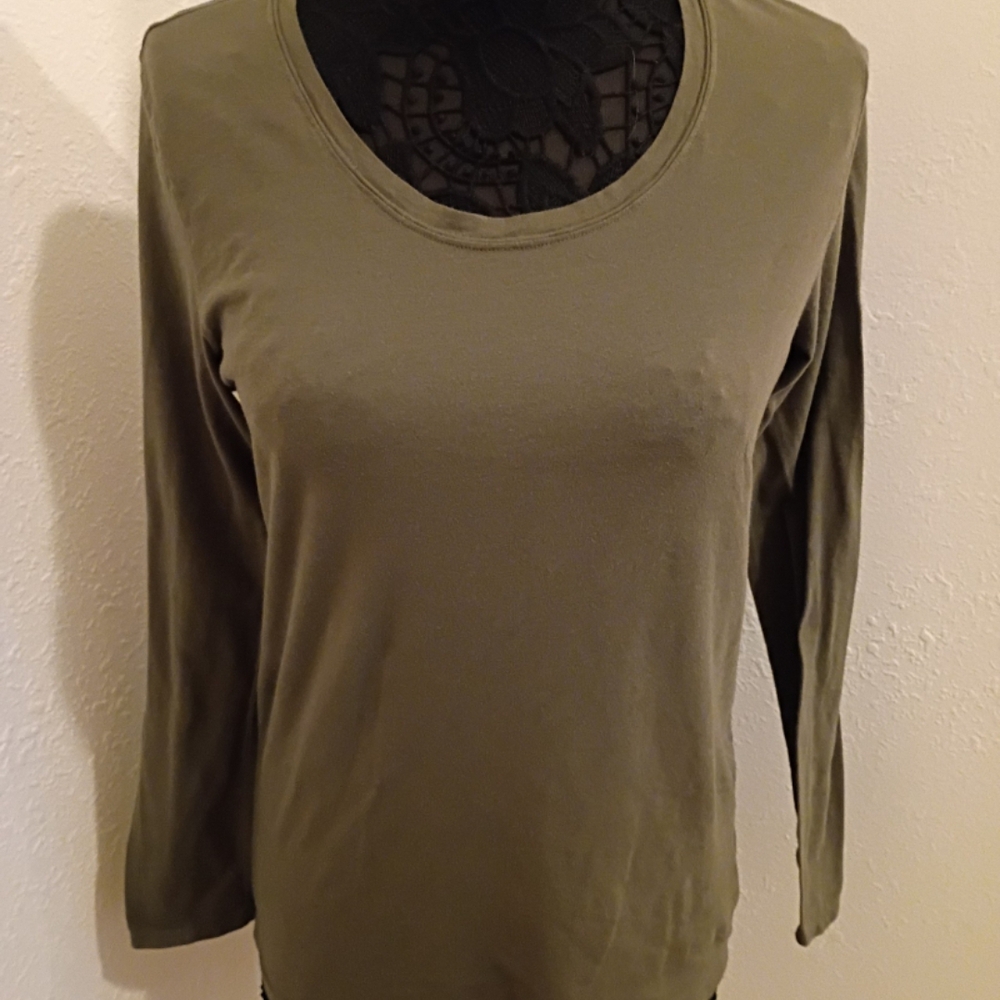 Active Basic Olive Long Sleeve Top